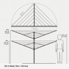 Brabantia Rotējošais veļas žāvētājs Lift-O-Matic 50 m, Anthracite 4
