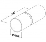 ventilācijas kanāls, apaļš Ø 150 mm, 500 mm 2