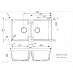 Virtuves izlietne Amsterdam 20, dubultā, 860x500 mm, pure white 3
