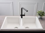 Virtuves izlietne Amsterdam 20, dubultā, 860x500 mm, pure white 2