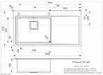 Virtuves izlietne Phoenix 50 (L), 1000x510 mm, labā puse 2