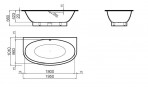 Vispool Gemma 2 vanna 1950 x 1010 mm ar 2 noapaļotiem stūriem, balta 8