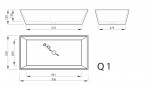 Vispool izlietne bez pārplūdes Q1 700x350 mm, Balta 4