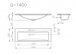 Vispool izlietne bez pārplūdes Q-1400 1395x500 mm, Balta 3
