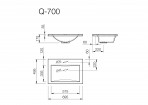 Vispool izlietne bez pārplūdes Q-700 695x495 mm, Balta 8