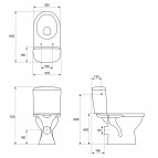 WC pods MERIDA ar tvertni 3/6l, ūdens padeve no sāniem, hor. izvads 2