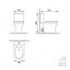 WC pods Vento Norberg bez apmales ar horizonālo izvādu, 3/6l 2