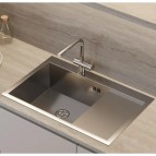 Wisent virtuves izlietne L 78x51 cm ar dozatoru + sifons, Sudraba 5