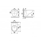 Euroline-N piekaramais WC pods 360x520 mm ar vāku, Balts  2